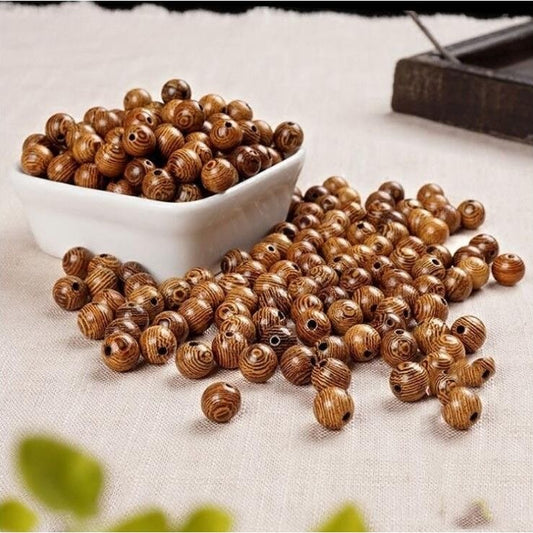 100PCS 6mm/8mm Natural Chicken Wing Wood Loose Beads - Fine Wing-Like Grain, Smooth Finish for Jewelry Making