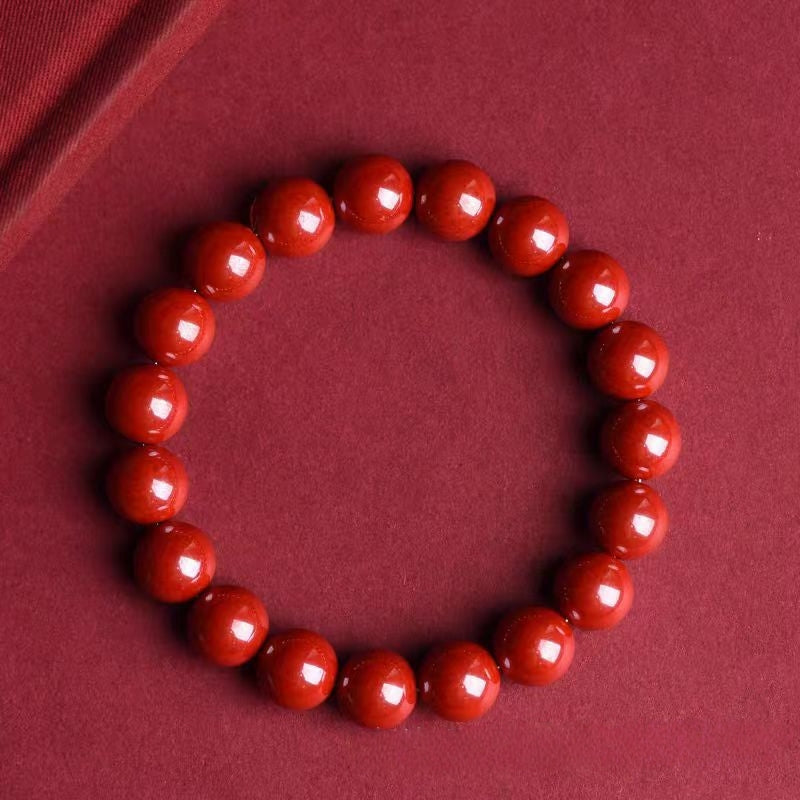 Natural Cinnabar Beaded Bracelet, High Content Raw Cinnabar Prayer Beads, Handmade Healing Jewelry, Meditation Mala Gift