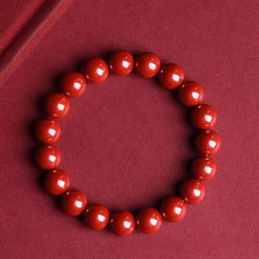 Natural Cinnabar Beaded Bracelet, High Content Raw Cinnabar Prayer Beads, Handmade Healing Jewelry, Meditation Mala Gift