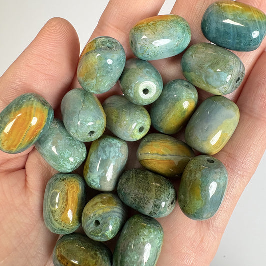 13x18mm Earth Agate Loose Beads, Natural Gemstone Oval Beads for Jewelry Making, DIY Bracelet Necklace Craft Supplies