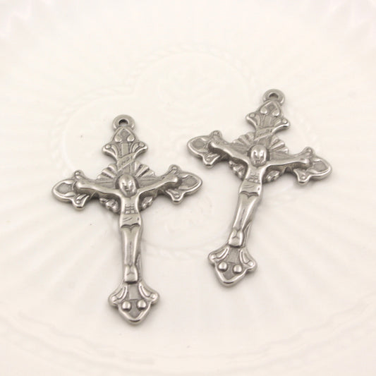 Stainless Steel (Titanium Steel) Cross Pendant | Classic Religious Jewelry Charm for Necklaces & Faith-Based Crafts