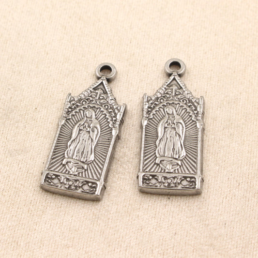 Stainless Steel (Titanium Steel) Virgin Mary Pendant | Religious Themed Jewelry Charm for Necklaces & Faith-Based Crafts