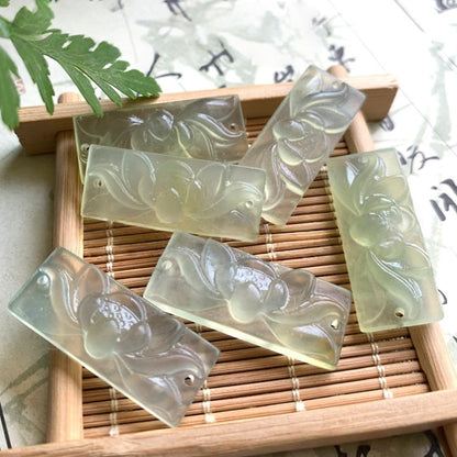 14x35x7mm Natural Xiuyu Jade Lotus Hand, Carved Gemstone Charm, DIY Bracelet Necklace Pendant, Handmade Jewelry Making Supplies
