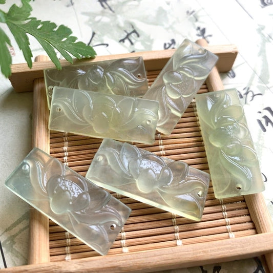 14x35x7mm Natural Xiuyu Jade Lotus Hand, Carved Gemstone Charm, DIY Bracelet Necklace Pendant, Handmade Jewelry Making Supplies
