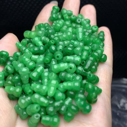 10PCS 6×9mm Green Jade Gourd Loose Beads, Natural Gemstone Beads for DIY Jewelry Making, Handcraft Supplies for Bracelet Necklace Accessories