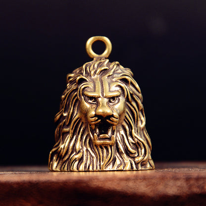 Vintage Brass Lion Bell, Handcrafted Animal Charm, Perfect for Jewelry Making & Wind Chimes