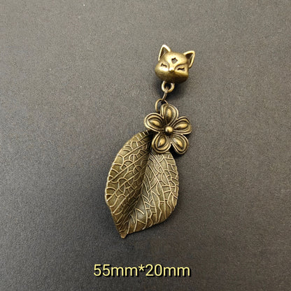 Vintage Fox & Peach Blossom Charm - Handmade Cute Pendant for Bag/Keychain, Romantic Spring Jewelry Gift