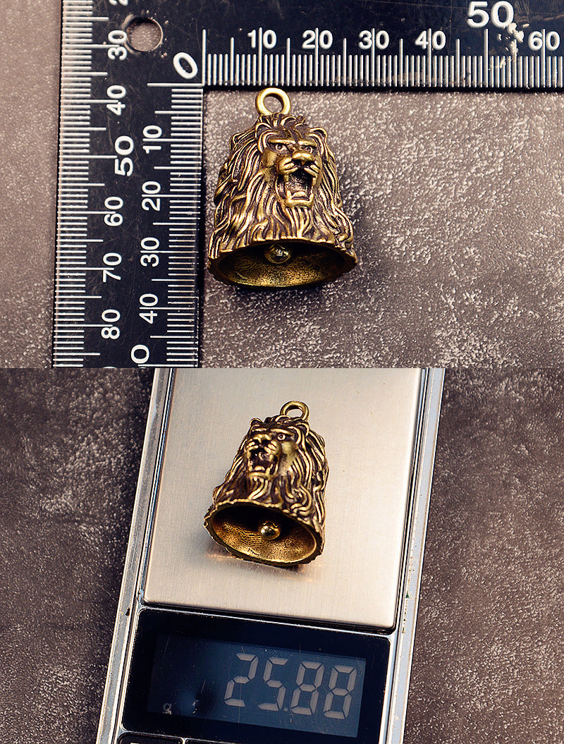 Vintage Brass Lion Bell, Handcrafted Animal Charm, Perfect for Jewelry Making & Wind Chimes