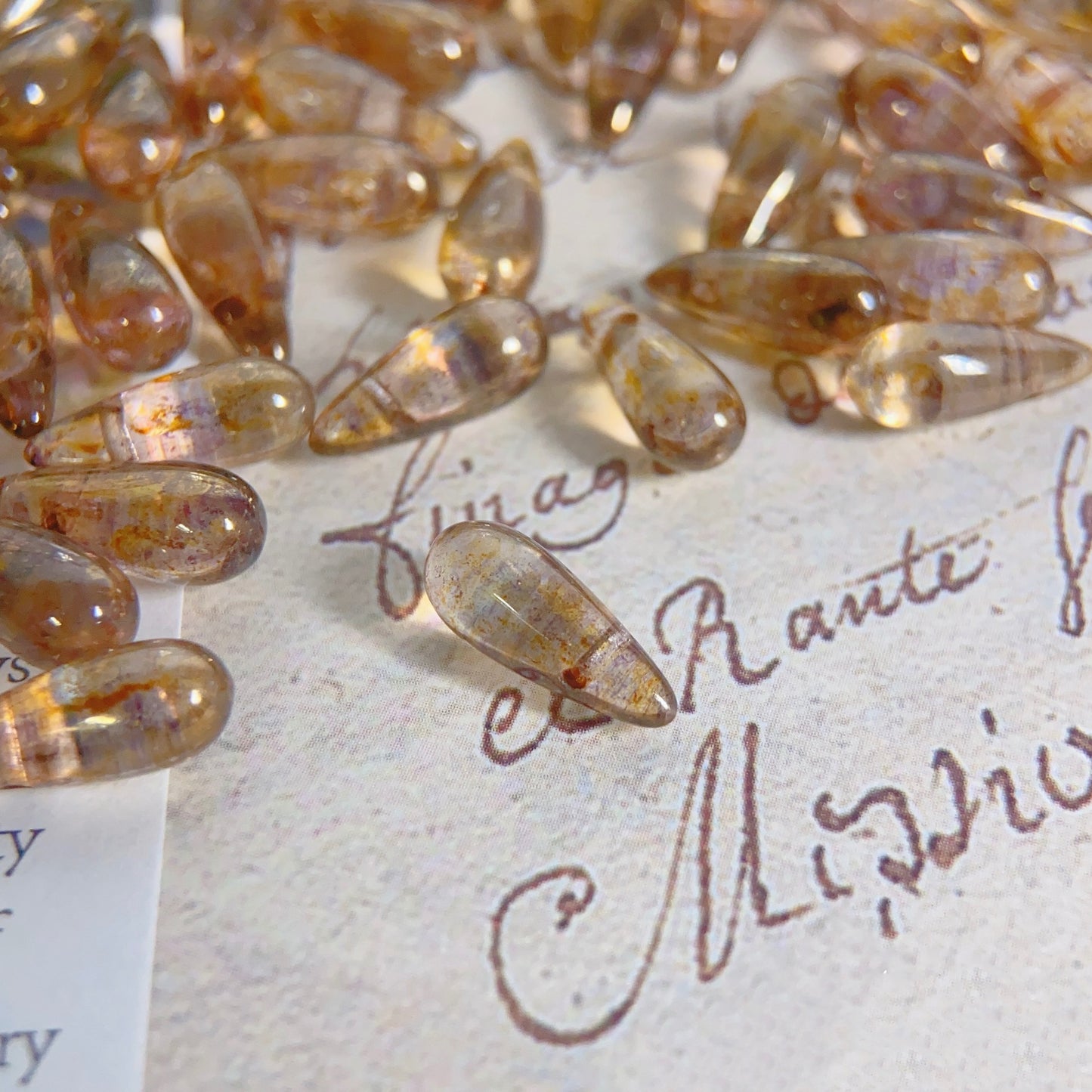 10PCS 5x12mm Czech Glass Beads - Amber Transparent Teardrop Beads for DIY Jewelry Making
