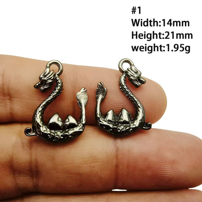 A Series of Charm 4: 10PCS Dark Gothic Black Flower Animal Pendants, Vintage Charm for DIY Jewelry, Retro Dark Style Pendant for Necklace or Earrings