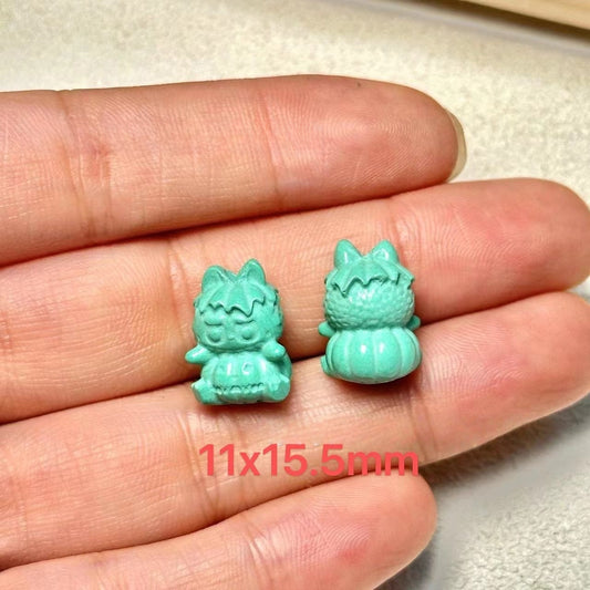 Labubu Magnesite Turquoise Charm - High-Quality Porcelain Finish, Full Through Hole