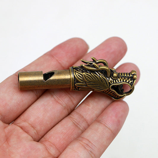Vintage Brass Dragon Head Whistle Pendant, Retro Steampunk Whistle Charm, Antique Brass Dragon Pendant, Unique Jewelry Making Supplies