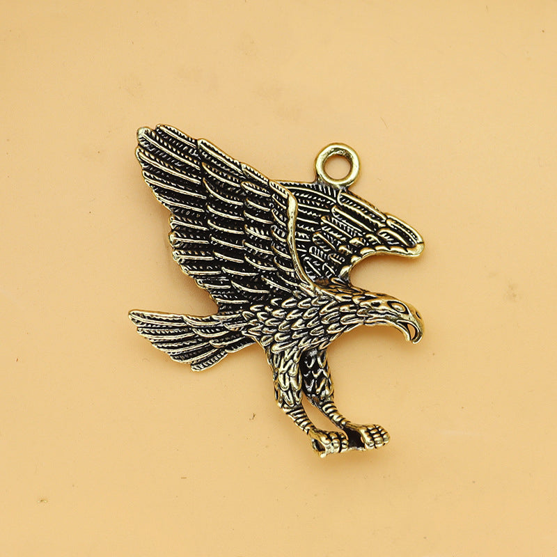 Vintage Brass Eagle Pendant, Retro Flying Eagle Charm, Antique Brass Bird Jewelry Making Supplies, DIY Necklace or Keychain Pendant