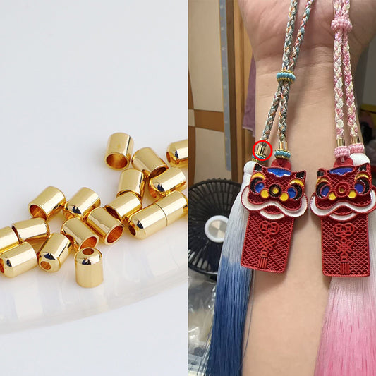 10PCS 18K Gold Plated Copper Cord End Caps, Smooth Round Leather Rope Tips, DIY Jewelry Making Clasps for Braided Cord & Necklaces