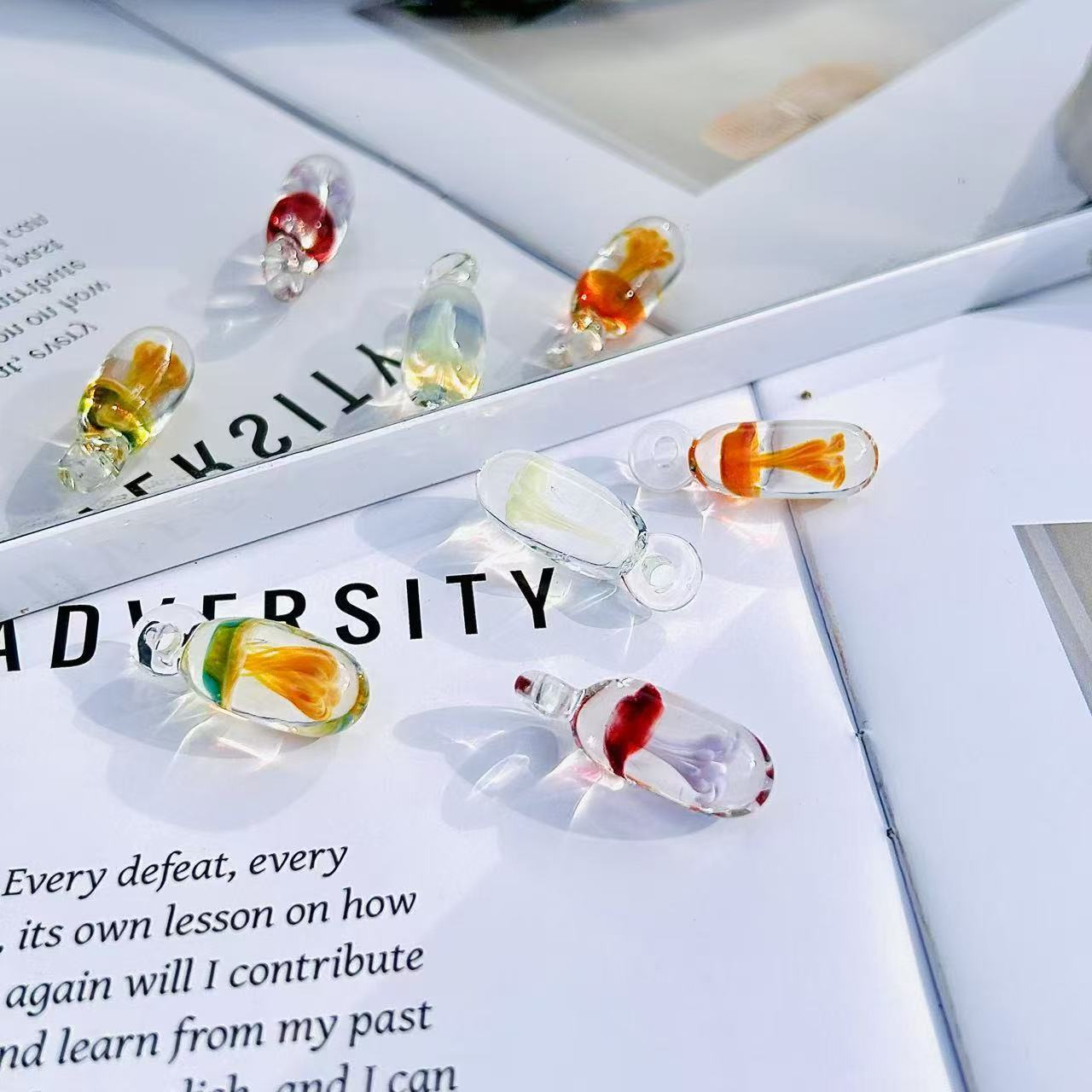 Handmade Glass Jellyfish Pendant | Translucent Ocean Animal Charm | DIY Jewelry Making Accessory for Necklaces