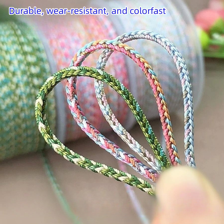 2.5mm Handwoven Gradient Lucky Knot Cord for Jade Pendant, Bracelet, Necklace, Adjustable Colorful String for DIY Jewelry-10 Meters