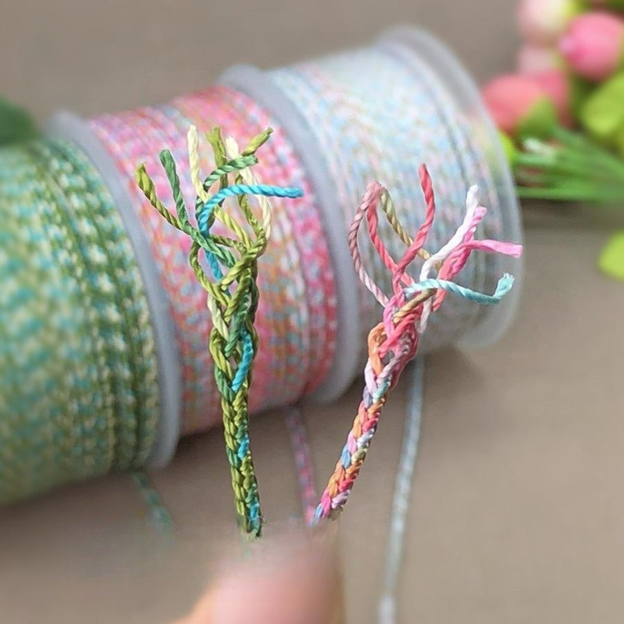 2.5mm Handwoven Gradient Lucky Knot Cord for Jade Pendant, Bracelet, Necklace, Adjustable Colorful String for DIY Jewelry-10 Meters