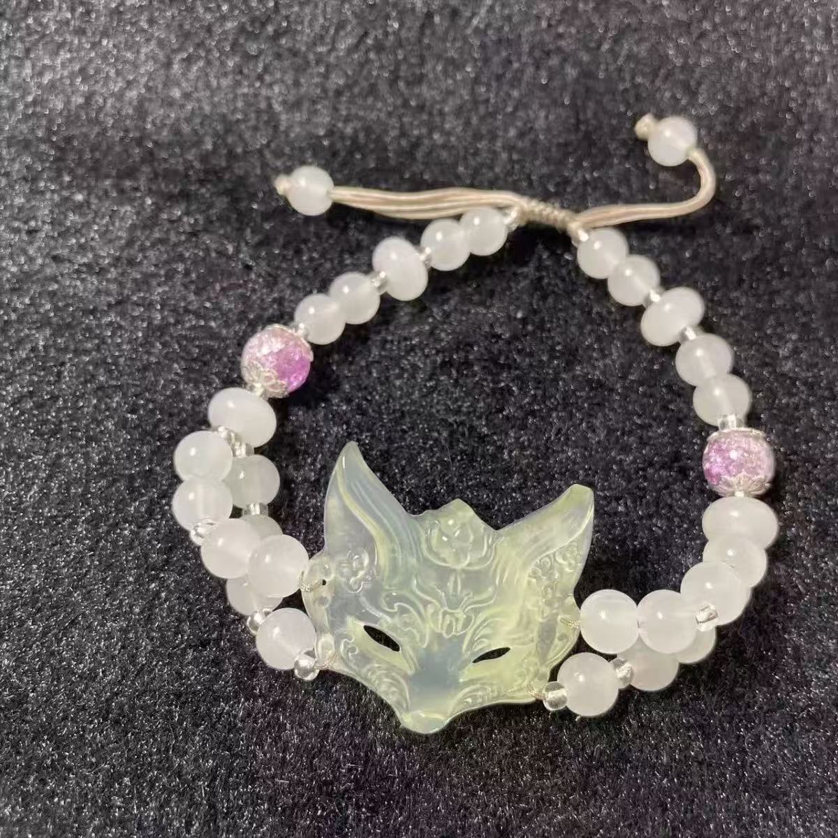 Hand Carved Xiuyan Jade Fox Mask Pendant, Natural Jade Amulet Necklace Charm, DIY Jewelry Making Supplies, Spiritual Protection Talisman