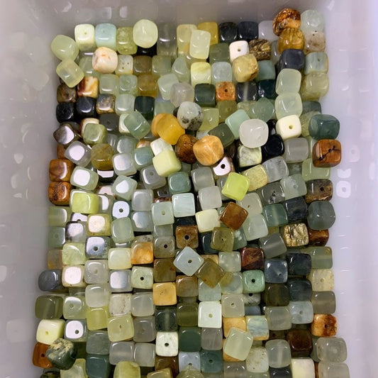 7mm Natural Xiuyan Jade Square Beads - Premium Gemstone Beads for DIY Jewelry Making