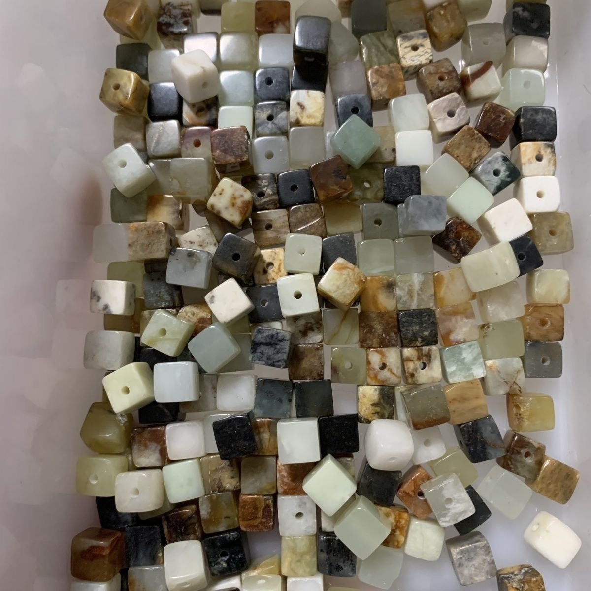 7mm Natural Xiuyan Jade Square Beads - Premium Gemstone Beads for DIY Jewelry Making