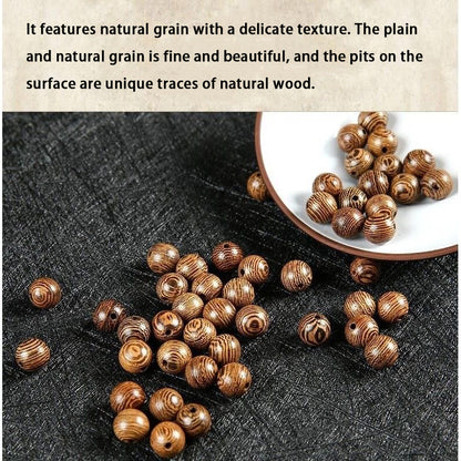 100PCS 6mm/8mm Natural Chicken Wing Wood Loose Beads - Fine Wing-Like Grain, Smooth Finish for Jewelry Making
