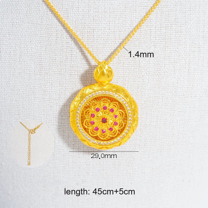 Sandal Gold Six-Word Mantra Lotus Compass Spinner Pendant | Rotatable Spiritual Jewelry for DIY Crafts