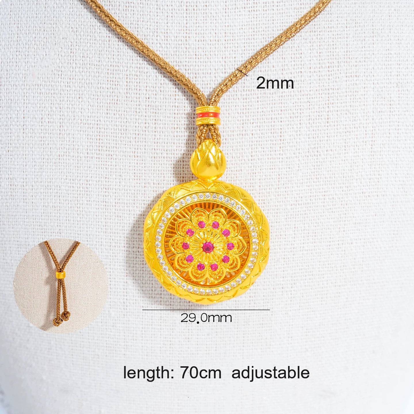 Sandal Gold Six-Word Mantra Lotus Compass Spinner Pendant | Rotatable Spiritual Jewelry for DIY Crafts