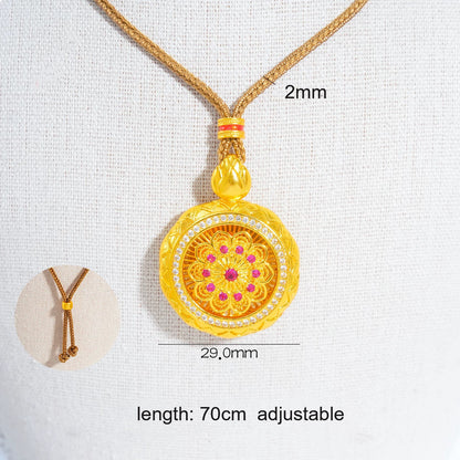 Sandal Gold Six-Word Mantra Lotus Compass Spinner Pendant | Rotatable Spiritual Jewelry for DIY Crafts