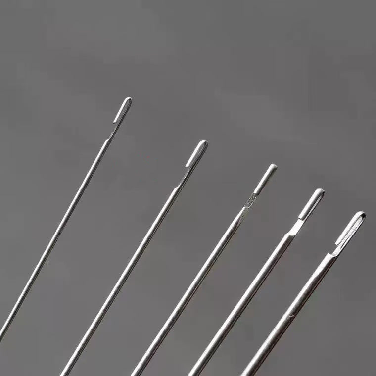 17cm Middle Open Eye Beading Needles, 0.4mm & 0.7mm Stainless Steel Big Eye Threading Needle for Seed Beads Pearl Bracelet Necklace DIY Jewelry Making Tools