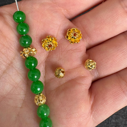 5PCS  24K Gold Plated Lotus Spacer Beads, DIY Jewelry Making Supply