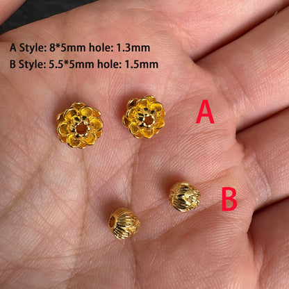 5PCS  24K Gold Plated Lotus Spacer Beads, DIY Jewelry Making Supply