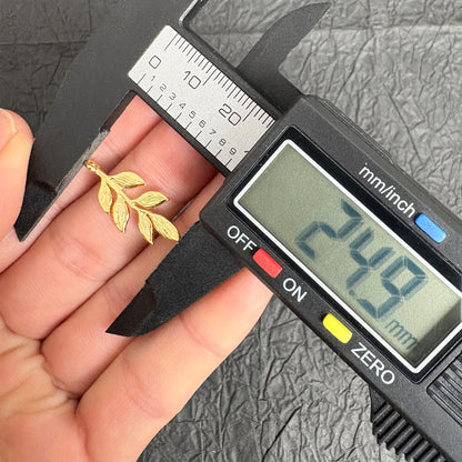 24K Real Gold Plated Copper Leaf Branch Charms, Gold Twig Pendants for Jewelry Making