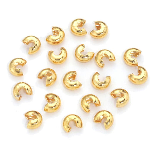 100Pcs Stainless Steel Crimp Beads Covers, Open Half Round Crimping Knot Cover Small Spacer Beads for Jewelry Making Assortments DIY Crafts Bracelets