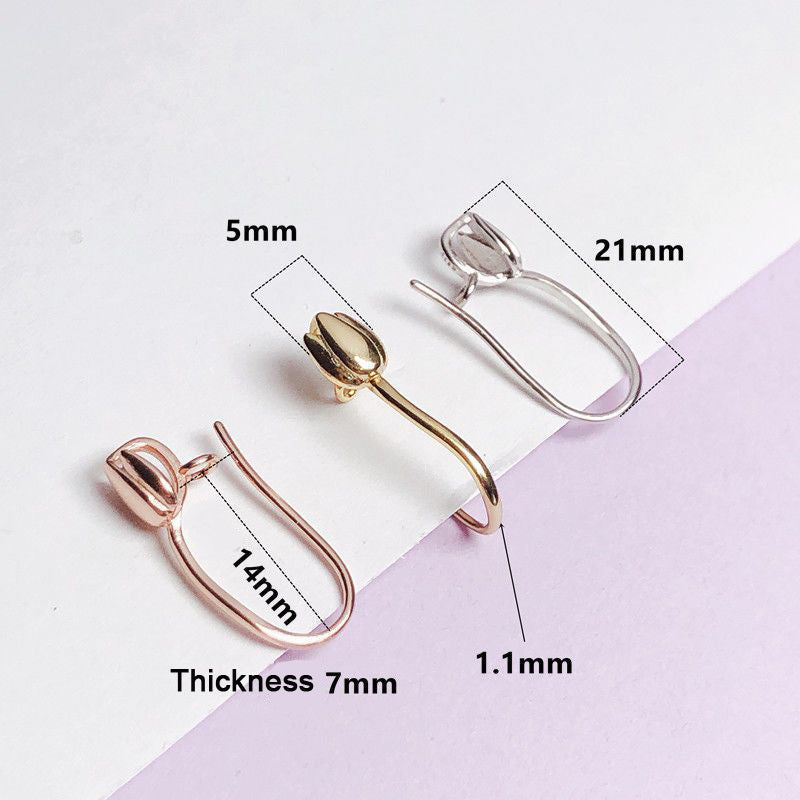 Lotus Flower Safety Clip Clasp, Gold Pendant Connector for Jade, Jadeite & Crystal, Silver-Plated Minimalist Jewelry Findings for Women