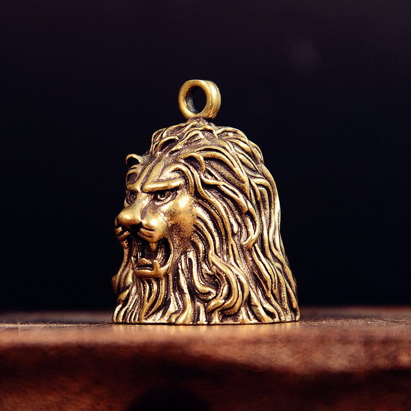 Vintage Brass Lion Bell, Handcrafted Animal Charm, Perfect for Jewelry Making & Wind Chimes