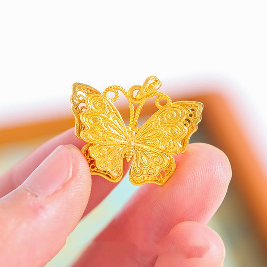 Gold Filled Butterfly Pendant, Double Layer Filigree Butterfly Charm, Tarnish Resistant Jewelry Making Supplies, 3D Butterfly Necklace Pendant