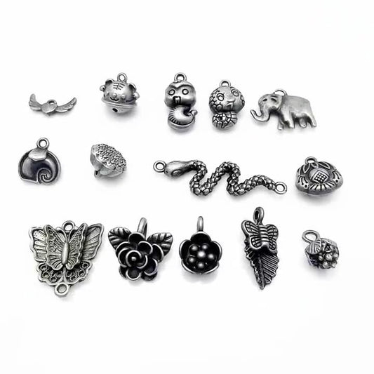 A Series of Charm 3：10PCS Vintage Animal Flower Butterfly Charms, Retro Jewelry Pendant, Antique Style Alloy Connector for DIY Necklace Bracelet Earrings