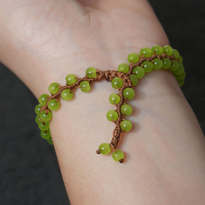 Handmade Beaded Grape Bracelet, DIY Woven Fruit Jewelry, Cute Boho Bracelet for Women, Unique Handmade Gift