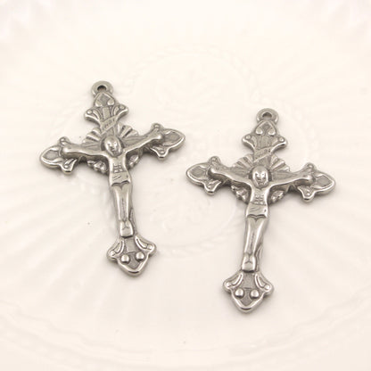 Stainless Steel (Titanium Steel) Cross Pendant | Classic Religious Jewelry Charm for Necklaces & Faith-Based Crafts