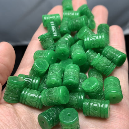 Natural Green Jade Barrel Beads, 9×13mm Loose Beads for Jewelry Making, DIY Bracelet Necklace Earring Craft Supplies, Gemstone Beads Bulk