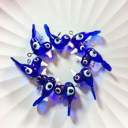 5PCS Handmade Lampwork Glass Bird Charms, Cute Animal Pendants for DIY Jewelry Making
