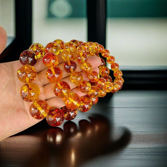 12-22mm Second Generation Amber Flower Bead Bracelet