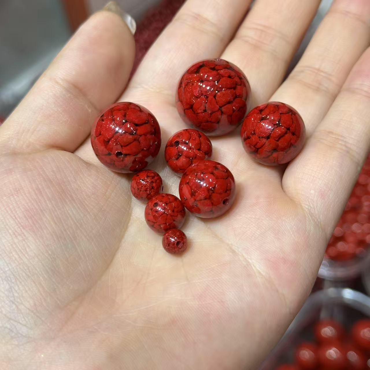 Natural Cinnabar Beads Strand, Low Content Transparent Beads, Raw Crystal Sand Pressed Beads, DIY Jewelry Making Supplies Wholesale