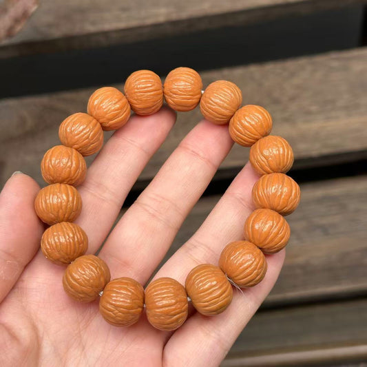 15mm Monkey Head Walnut Phoenix Feather Bracelet | Natural Wood Bracelet, Handcrafted Jewelry for Men & Women