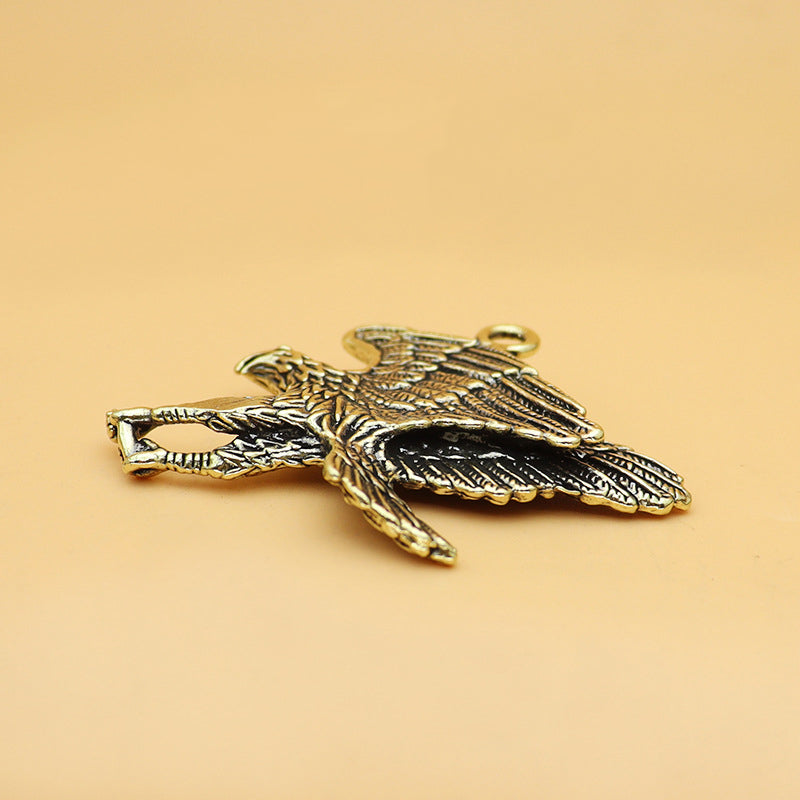 Vintage Brass Eagle Pendant, Retro Flying Eagle Charm, Antique Brass Bird Jewelry Making Supplies, DIY Necklace or Keychain Pendant