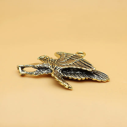 Vintage Brass Eagle Pendant, Retro Flying Eagle Charm, Antique Brass Bird Jewelry Making Supplies, DIY Necklace or Keychain Pendant