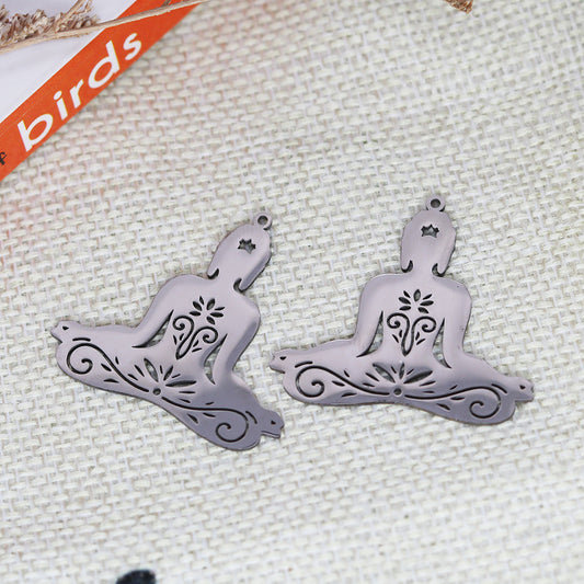 2PCS Stainless Steel Yoga Pendant - Versatile DIY Jewelry Accessory for Necklaces & Earrings