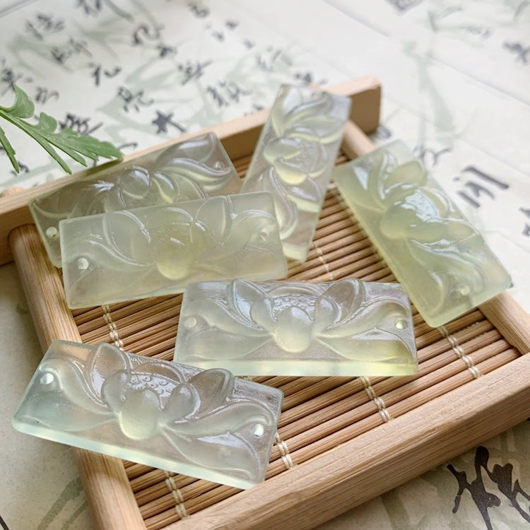 14x35x7mm Natural Xiuyu Jade Lotus Hand, Carved Gemstone Charm, DIY Bracelet Necklace Pendant, Handmade Jewelry Making Supplies