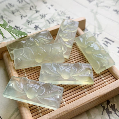 14x35x7mm Natural Xiuyu Jade Lotus Hand, Carved Gemstone Charm, DIY Bracelet Necklace Pendant, Handmade Jewelry Making Supplies