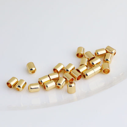 10PCS 18K Gold Plated Copper Cord End Caps, Smooth Round Leather Rope Tips, DIY Jewelry Making Clasps for Braided Cord & Necklaces